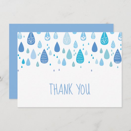 Blue Raindrops Vielen Dank Dankeskarte (Vorne/Hinten)