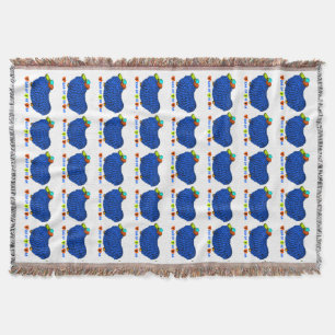 Blue Ram Chinese Year Zodiac Throw Blanket Decke