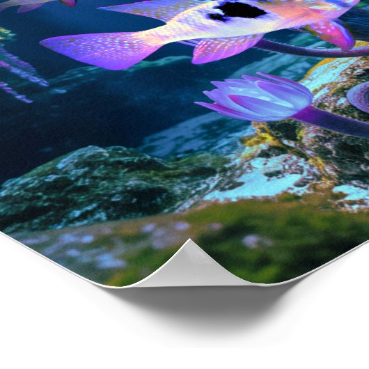 Blue Ram Cichlids Fantasy Surreal Aquarium Fisch Poster (Ecke)