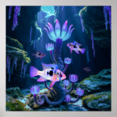 Blue Ram Cichlids Fantasy Surreal Aquarium Fisch Poster (Vorne)