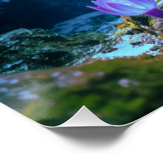 Blue Ram Cichlids Fantasy Surreal Aquarium Fisch Poster (Ecke)