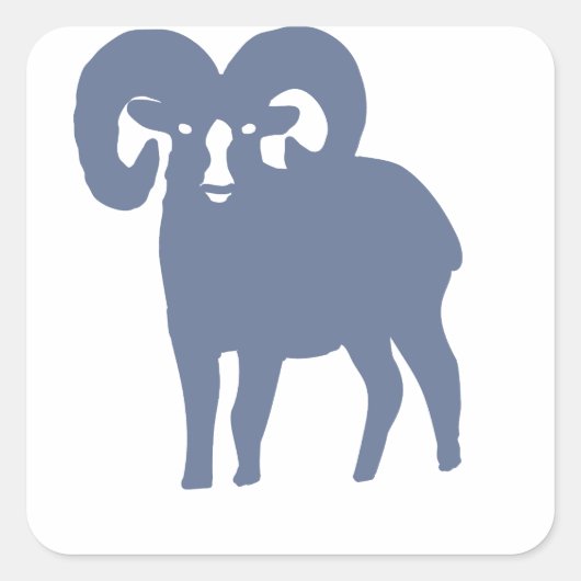 Blue Ram Silhouette Quadratischer Aufkleber (Vorderseite)