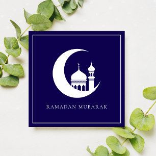 Blue Ramadan Mubarak Crescent Moschee Feiertagskarte