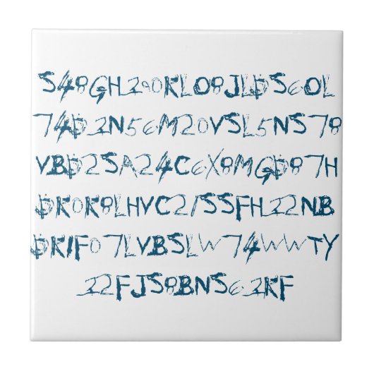 Blue Random Numbers Letters Funky Fliese (Vorderseite)