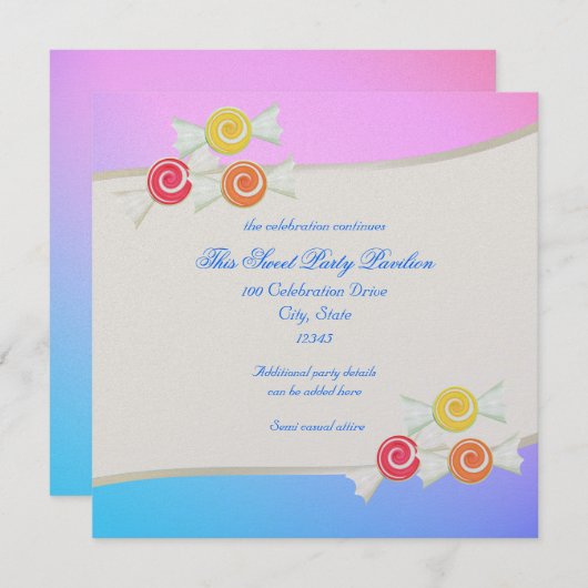 Blue Raspberry Candy Bat Mitzvah Einladung (Vorne/Hinten)