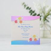 Blue Raspberry Candy Bat Mitzvah Einladung (Stehend Vorderseite)