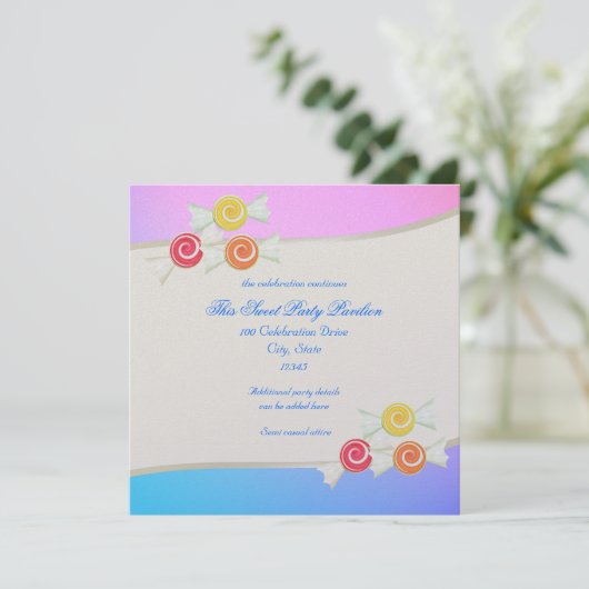 Blue Raspberry Candy Bat Mitzvah Einladung (Stehend Vorderseite)