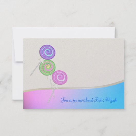 Blue Raspberry Candy Bat Mitzvah UAWG RSVP Karte (Rückseite)