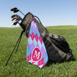 Blue Raspberry Lavender Magenta Raute Personalisie Golfhandtuch