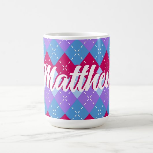 Blue Raspberry Lavender Magenta Raute Personalisie Kaffeetasse (Mittel)