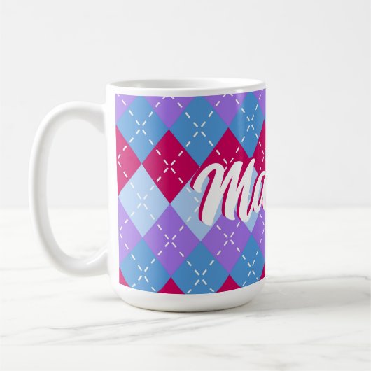 Blue Raspberry Lavender Magenta Raute Personalisie Kaffeetasse (Links)