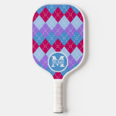 Blue Raspberry Lavender Magenta Raute Personalisie Pickleball Schläger (Vorderseite)
