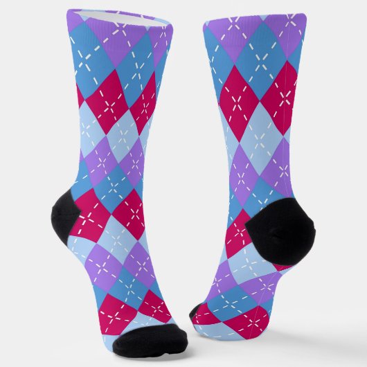 Blue Raspberry Lavender Magenta Raute Personalisie Socken (Gewinkelt)