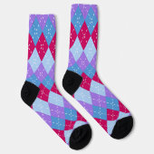 Blue Raspberry Lavender Magenta Raute Personalisie Socken (Rechts)