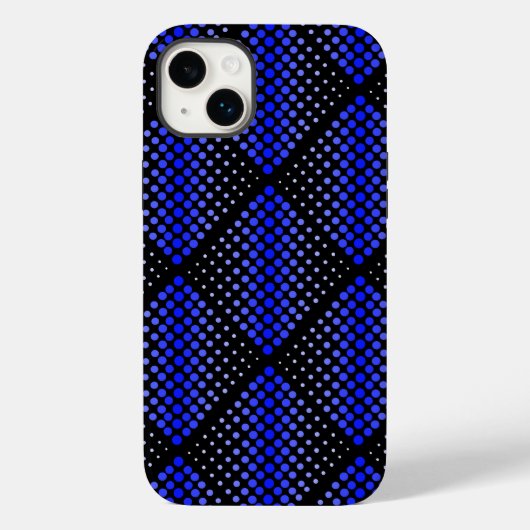 Blue Raster Pattern 01 Black BG Case-Mate iPhone Hülle (Rückseite)