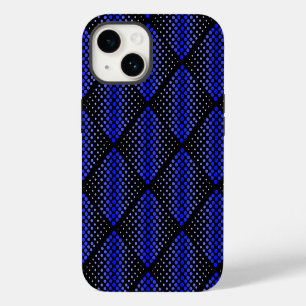 Blue Raster Pattern 01 Black BG Case-Mate iPhone 14 Hülle