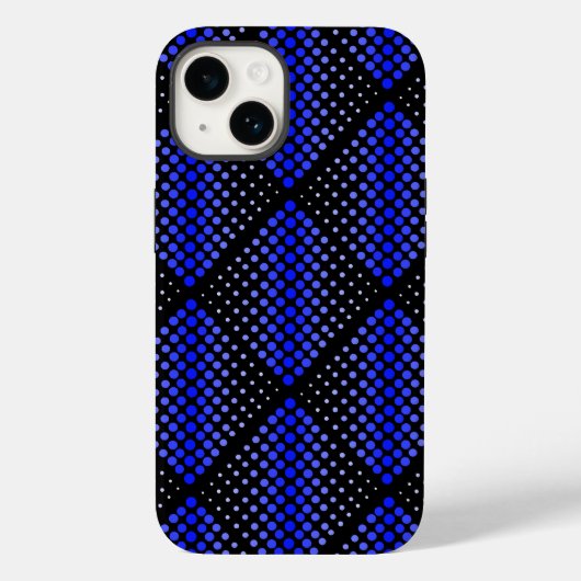 Blue Raster Pattern 01 Black BG Case-Mate iPhone Hülle (Rückseite)
