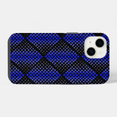 Blue Raster Pattern 01 Black BG iPhone Hülle (Rückseite (Horizontal))
