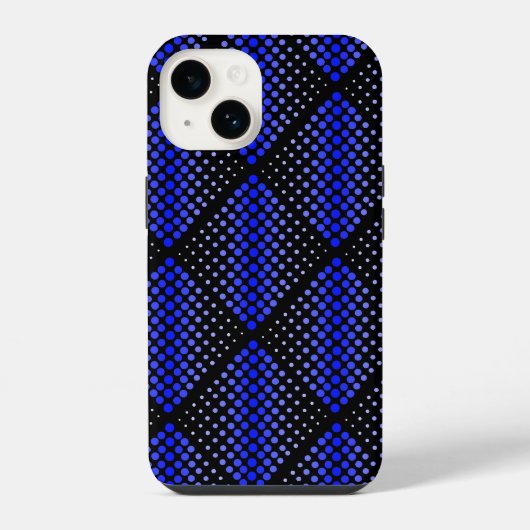 Blue Raster Pattern 01 Black BG iPhone Hülle (Rückseite)