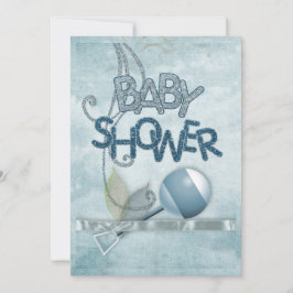 Blue Rattle Babydusche Einladung