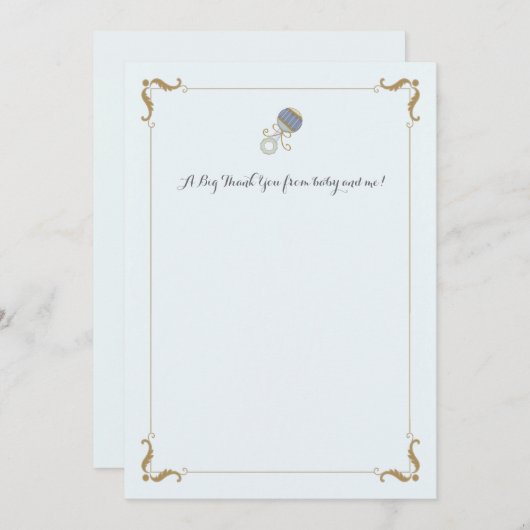 Blue Rattle Vielen Dank Notecard Mitteilungskarte (Vorne/Hinten)