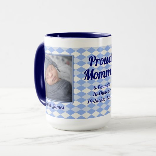 Blue Raute Proud Mommy 2 Foto Tasse (Vorderseite Links)