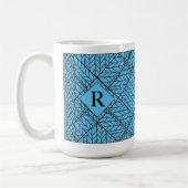 BLUE RAUTE STRICK Große weiße Tasse + Text (Links)