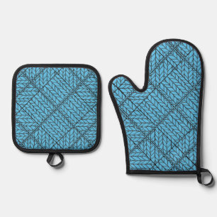 BLUE RAUTE STRICK Oven Mitt & Pot Holder Set