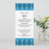 Blue Raute Wedding Menu Menükarte (Stehend Vorderseite)