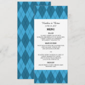 Blue Raute Wedding Menu Menükarte (Vorne/Hinten)