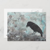 Blue Raven Crow abstrakte Postkarte (Vorne/Hinten)