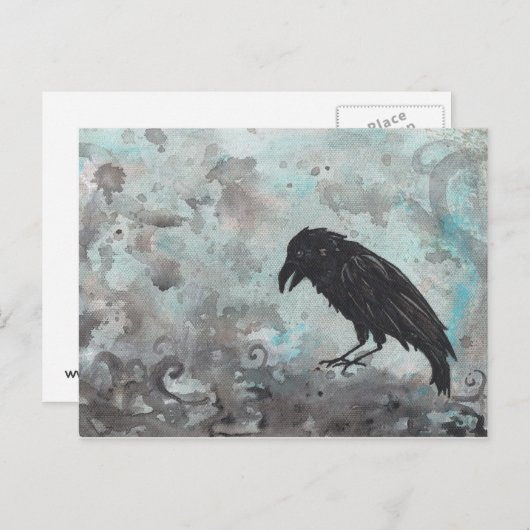 Blue Raven Crow abstrakte Postkarte (Vorne/Hinten)