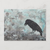Blue Raven Crow abstrakte Postkarte (Vorderseite)