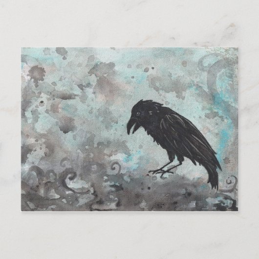 Blue Raven Crow abstrakte Postkarte (Vorderseite)