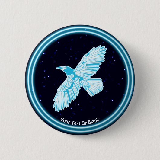 Blue Raven on Stars Button (Vorderseite)