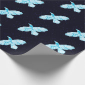 Blue Raven on Stars Geschenkpapier (Ecke)