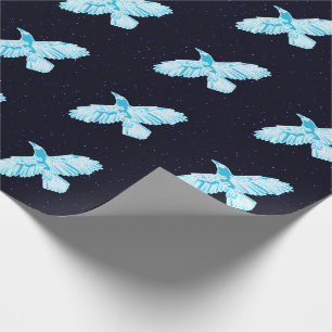 Blue Raven on Stars Geschenkpapier