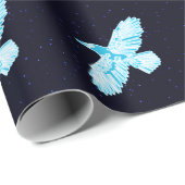 Blue Raven on Stars Geschenkpapier (Rolleneckpunkt)