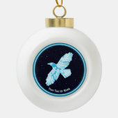 Blue Raven on Stars Keramik Kugel-Ornament (Vorderseite)