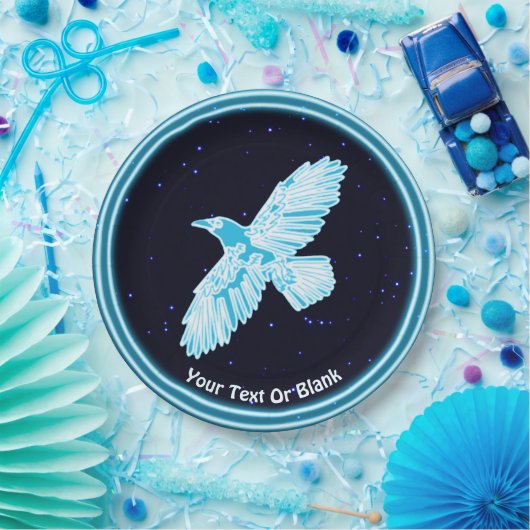 Blue Raven on Stars Pappteller (Party)