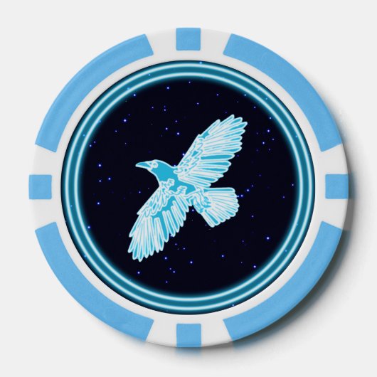 Blue Raven on Stars Pokerchips (Vorderseite)