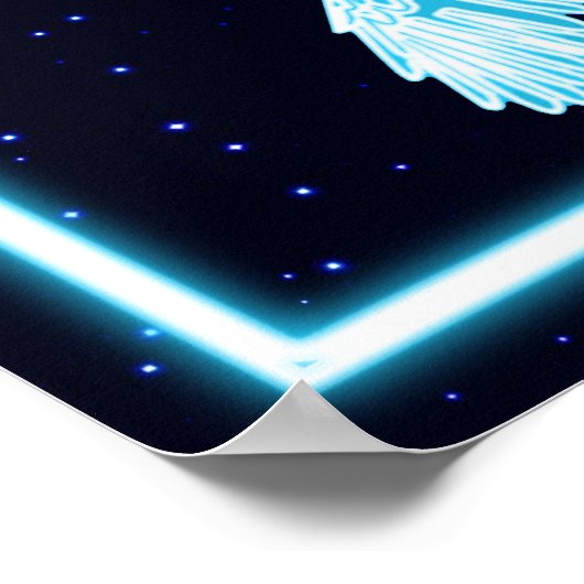 Blue Raven on Stars Poster (Ecke)