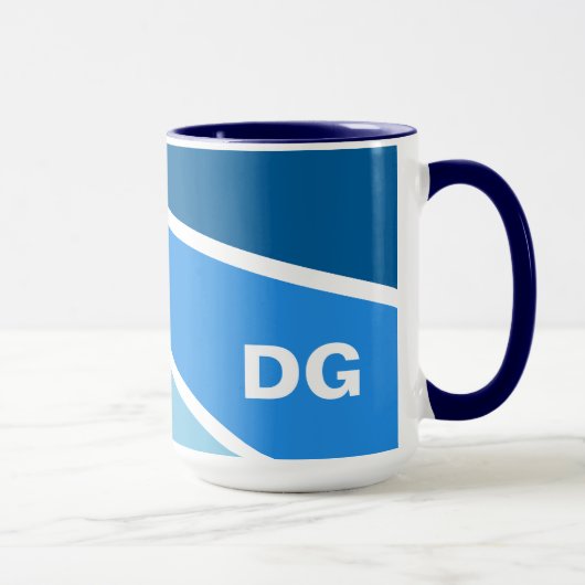Blue Rays benutzerdefinierte Monogramm-Tasse Tasse (Rechts)