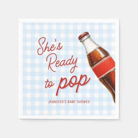 Blue Ready to Pop Soda Pop Cola Baby Dusche Serviette (Vorderseite)