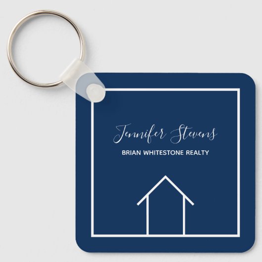 Blue Real Anwesen Company Custom Realtor Square Schlüsselanhänger (Vorderseite)