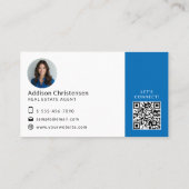 Blue Real Anwesen Logo Foto QR Code Business Card Visitenkarte (Rückseite)
