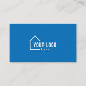 Blue Real Anwesen Logo Foto QR Code Business Card Visitenkarte (Vorderseite)