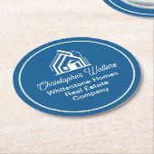 Blue Real Estate Company Custom Realtor Party Runder Pappuntersetzer (Angewinkelt)