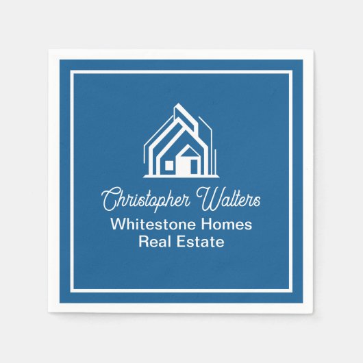 Blue Real Estate Company Custom Realtor Party Serviette (Vorderseite)