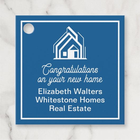 Blue Real Estate Company Customized Realtor Party Geschenkanhänger (Vorderseite)